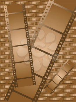 Royalty Free Clipart Image of Brown Filmstrips on Brown