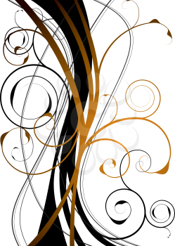 Royalty Free Clipart Image of a Black and Orange Design
