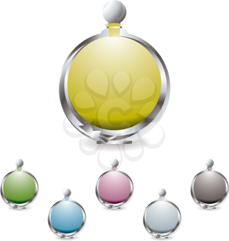 Royalty Free Clipart Image of a Set of Perfume Bottles