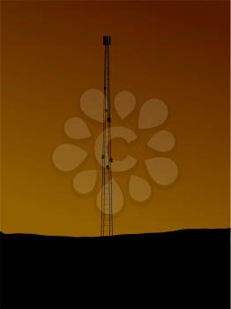 Royalty Free Clipart Image of a Phone Tower Against an Evening Sky
