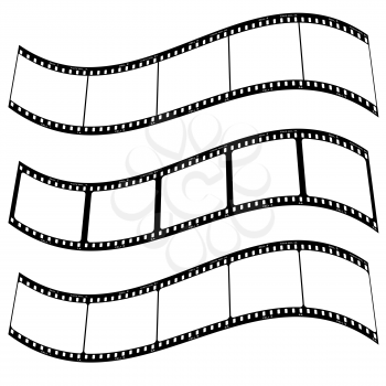 Royalty Free Clipart Image of Three Filmstrips
