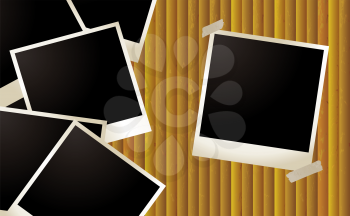 Royalty Free Clipart Image of a Polaroids on a Rippled Background