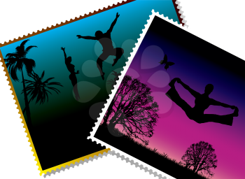 Royalty Free Clipart Image of a Sunset Postcards