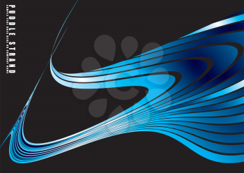 Royalty Free Clipart Image of Flowing Blue Lines on Black