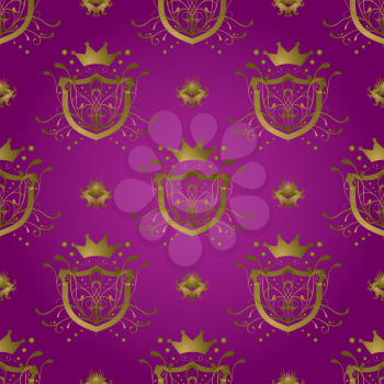 Royalty Free Clipart Image of a Purple Shield Background