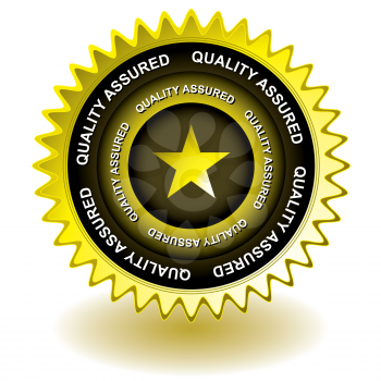 Royalty Free Clipart Image of a Gold Quality Assured Icon