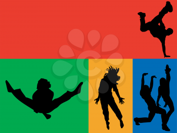 Royalty Free Clipart Image of a Group of Dancers