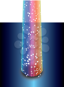 Royalty Free Clipart Image of a Rainbow and Star Shaft of Light