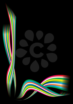 Royalty Free Clipart Image of a Ribbon Border on Black