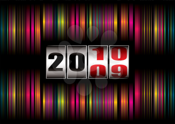 Royalty Free Clipart Image of a Vertical Striped New Year Digital Calendar Change