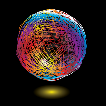 Royalty Free Clipart Image of a Brightly Coloured String Ball