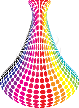 Royalty Free Clipart Image of a Rainbow Dotted Vase