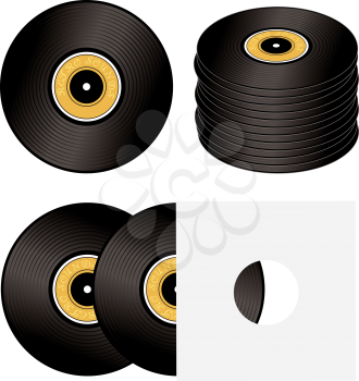 Royalty Free Clipart Image of a Stack of Records