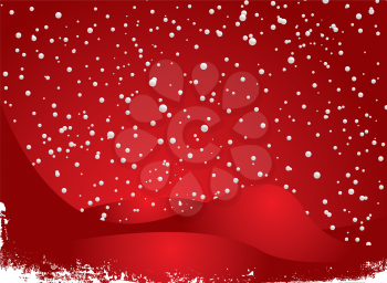 Royalty Free Clipart Image of Snowfall on Red