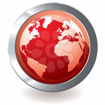 Royalty Free Clipart Image of a Red Globe With Silver
