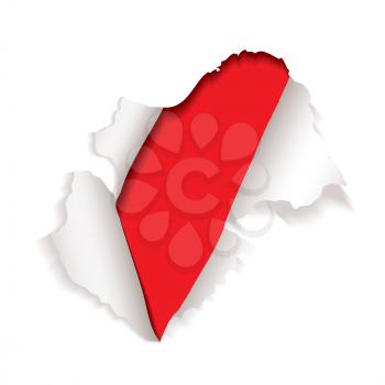 Royalty Free Clipart Image of a White Paper With Red Behind It