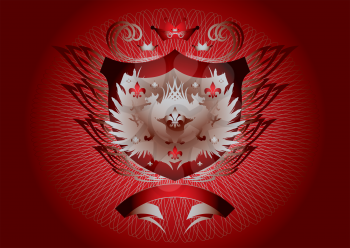 Royalty Free Clipart Image of a Shield on Red