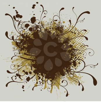 Royalty Free Clipart Image of an Inkblot With Flourishes