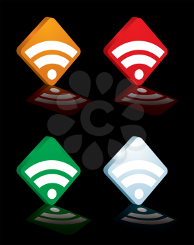 Royalty Free Clipart Image of a Collection of RSS Signs