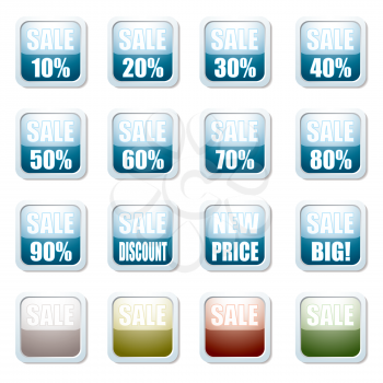 Royalty Free Clipart Image of a Set of 12 Sale Buttons