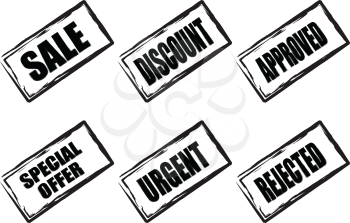 Royalty Free Clipart Image of a Set of Six Stamps