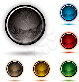 Royalty Free Clipart Image of a Set of Buttons With Doodles