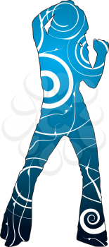 Royalty Free Clipart Image of a Dancer in Blue
