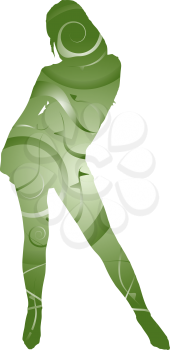 Royalty Free Clipart Image of a Green Floral Female