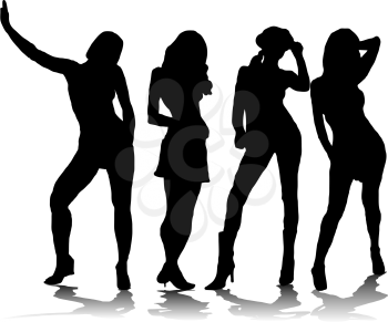 Royalty Free Clipart Image of Four Women Posing