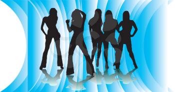 Royalty Free Clipart Image of Five Female Silhouettesq