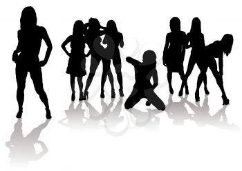 Royalty Free Clipart Image of Woman in Various Poses