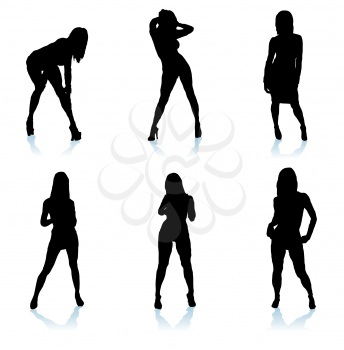Royalty Free Clipart Image of Six Women