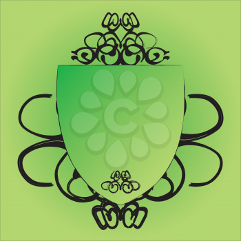 Royalty Free Clipart Image of a Shield on Green