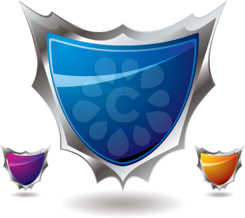Royalty Free Clipart Image of Three Shields