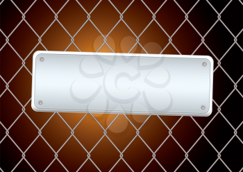 Royalty Free Clipart Image of a Fence With a Metal Plate