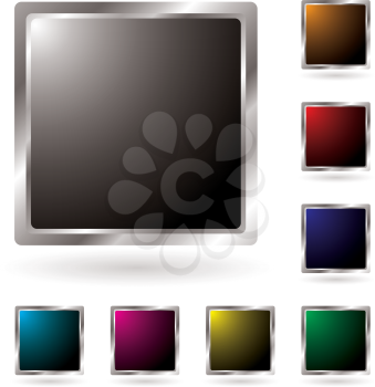 Royalty Free Clipart Image of a Set of Square Buttons
