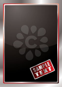 Royalty Free Clipart Image of a Silver and Red Frame With Sample Text Space