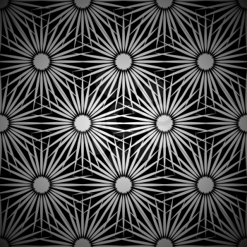 Royalty Free Clipart Image of a Black and White Flower Background