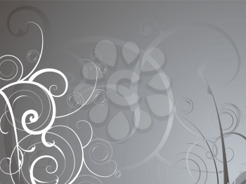 Royalty Free Clipart Image of a Silver Background With Flourished