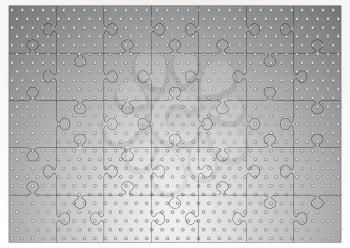 Royalty Free Clipart Image of a Metal Jigsaw Puzzle With Holes