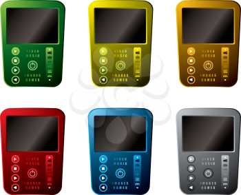 Royalty Free Clipart Image of a Set of Media Players