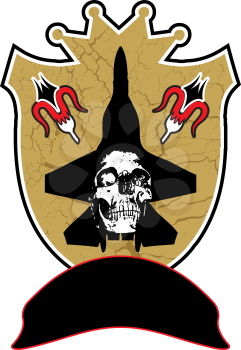Royalty Free Clipart Image of an Abstract Shield With a Skull