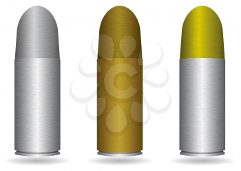 Royalty Free Clipart Image of Handgun Bullets