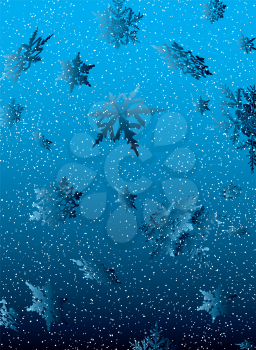 Royalty Free Clipart Image of a Snow on an Icy Blue Background