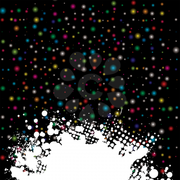 Royalty Free Clipart Image of a Coloured Dot Background With a Grunge Spatter