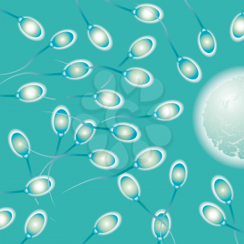Royalty Free Clipart Image of a Green Sperm Background