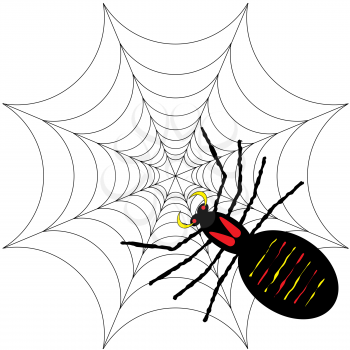 Royalty Free Clipart Image of a Spider and Web