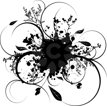 Royalty Free Clipart Image of an Ink Splatter With Flourishes