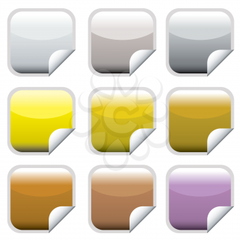 Royalty Free Clipart Image of a Square Buttons With Curled Corners