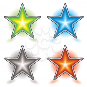 Royalty Free Clipart Image of Four Star Buttons